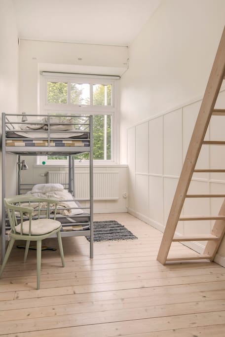 Room with loft: bunk bed and two single beds