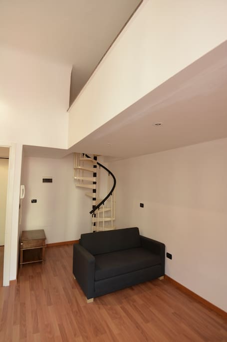 Stairs to the mezzanine floor