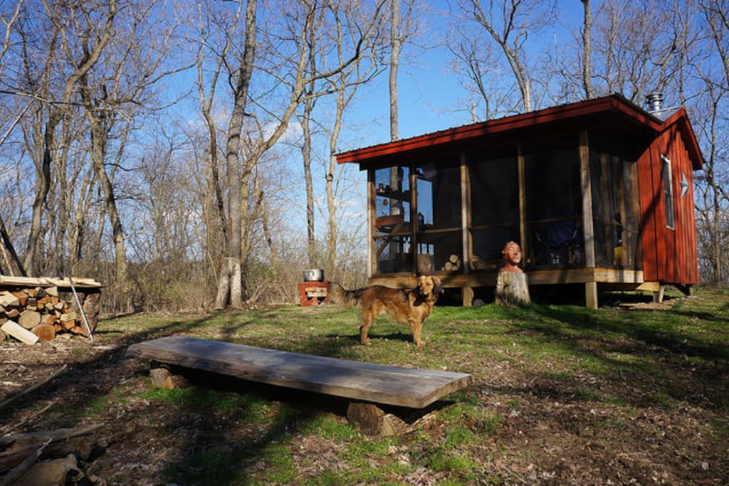 Rustic living on a crisp Spring day. A nice, screened in porch to enjoy bug-free evenings and mornings. Yasmine, a recent guest, generously supplied this photo as well as many of the others on this page. Thanks Yasmine!