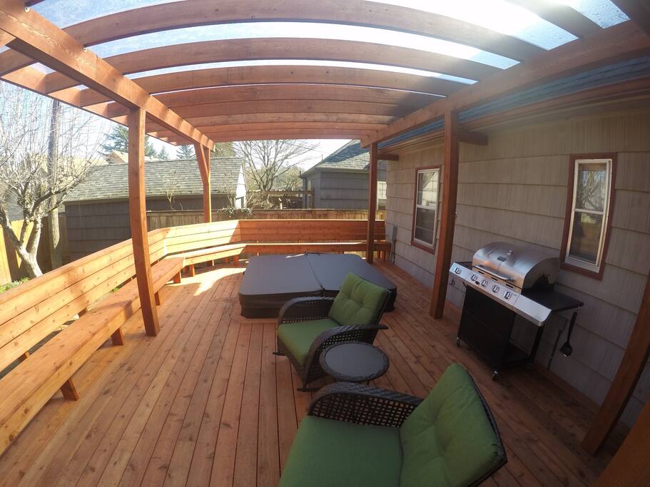 Covered outdoor grilling area
