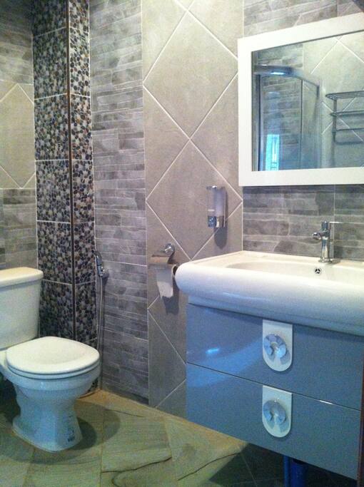 Private toilet inside the one-bedroom apartment