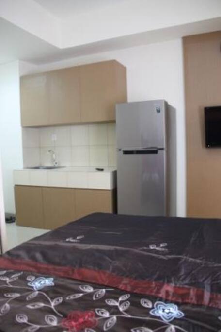 refrigerator and sink