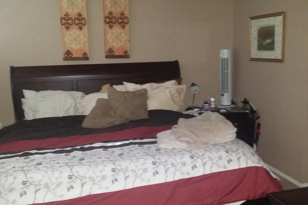 King bed. Private room with bathroom.