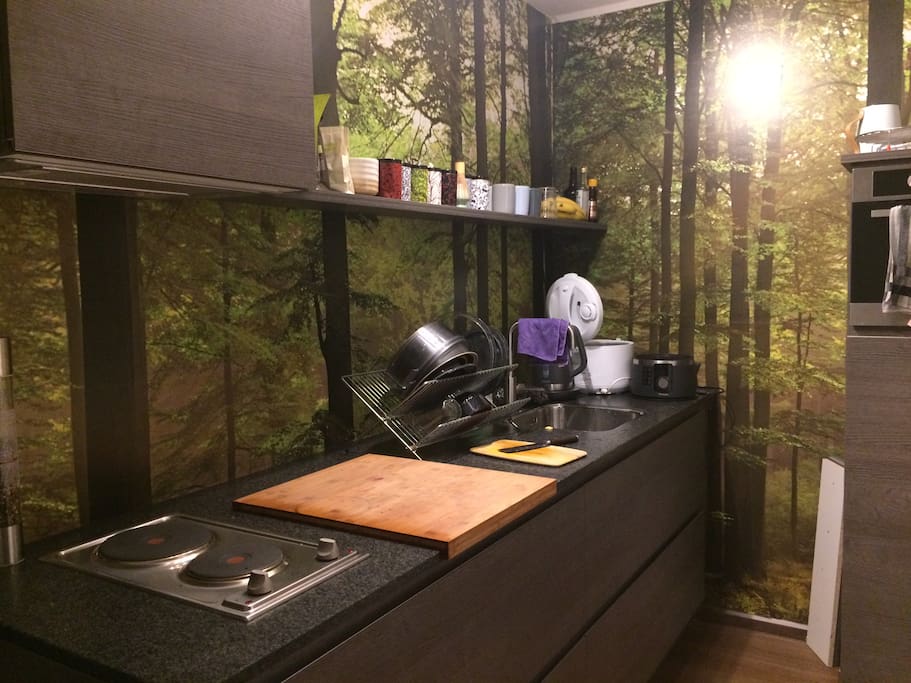 a modern kitchen next door