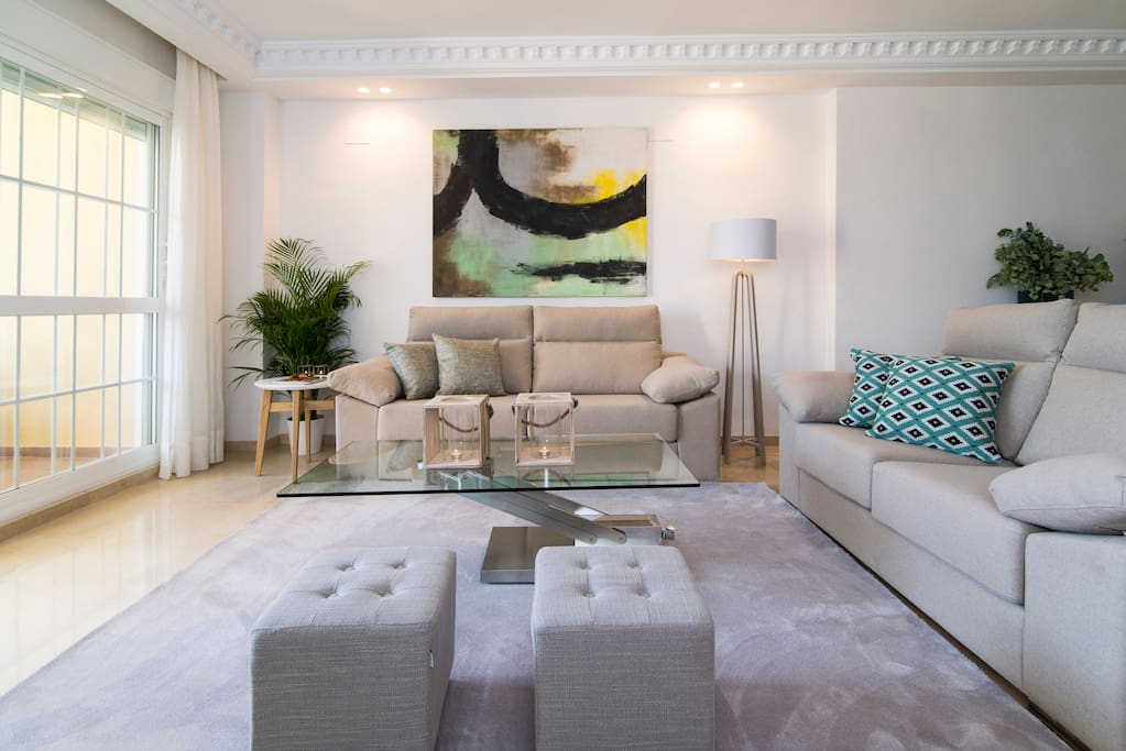 Comfortable living room overlooking the garden