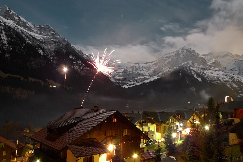 new year in Champéry, view from the balcony