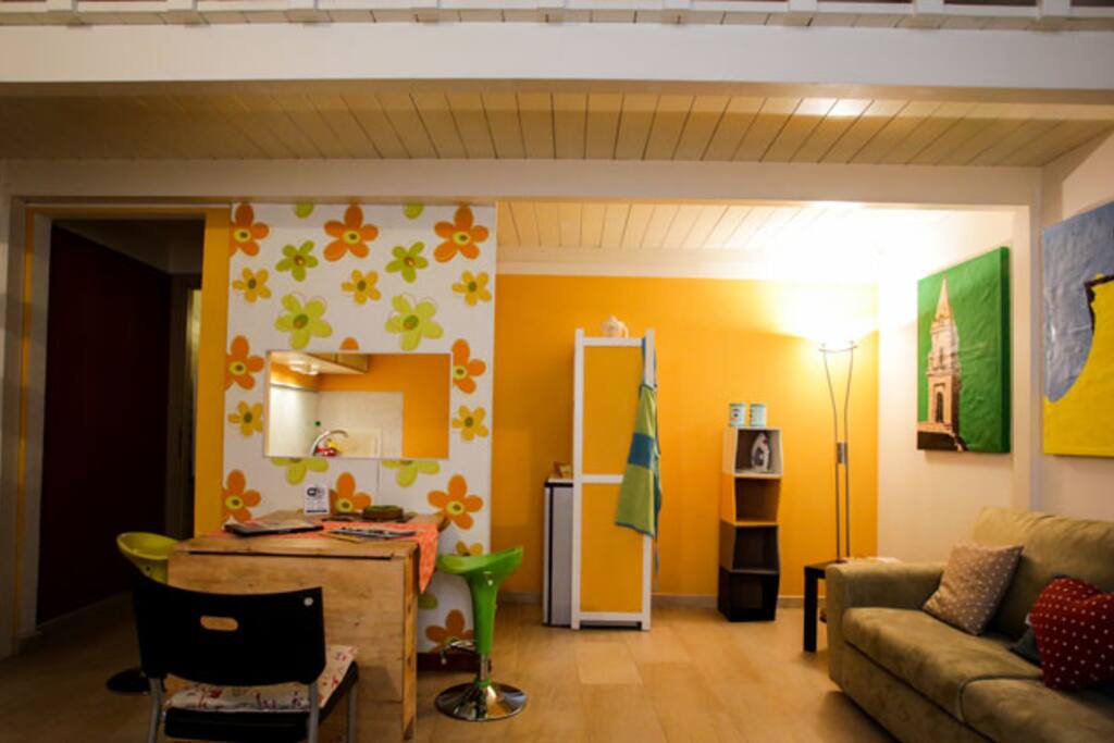 Living room with kitchenette