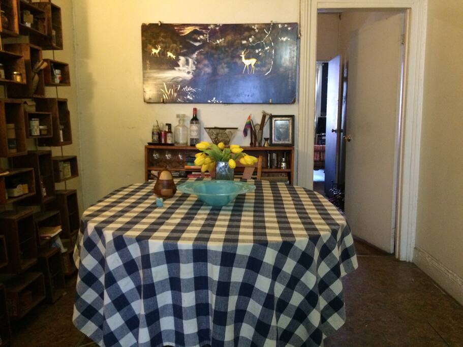 Dining Room, with bar area and glassware available for use.