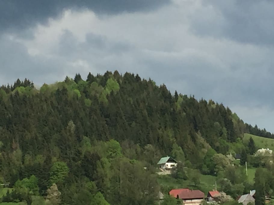 This is the view of the cottage from across the valley.