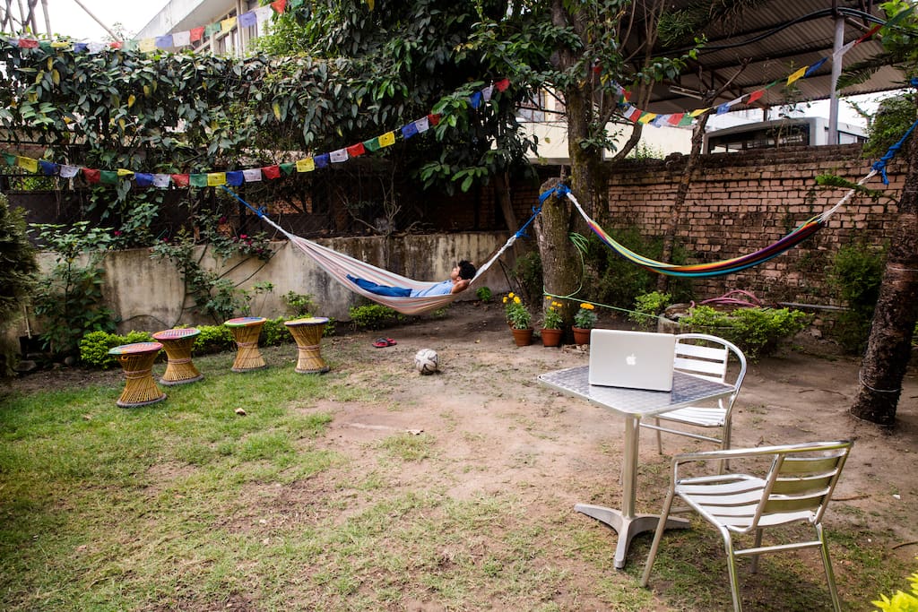 The front garden of the house. An oasis in crowded Kathmandu.