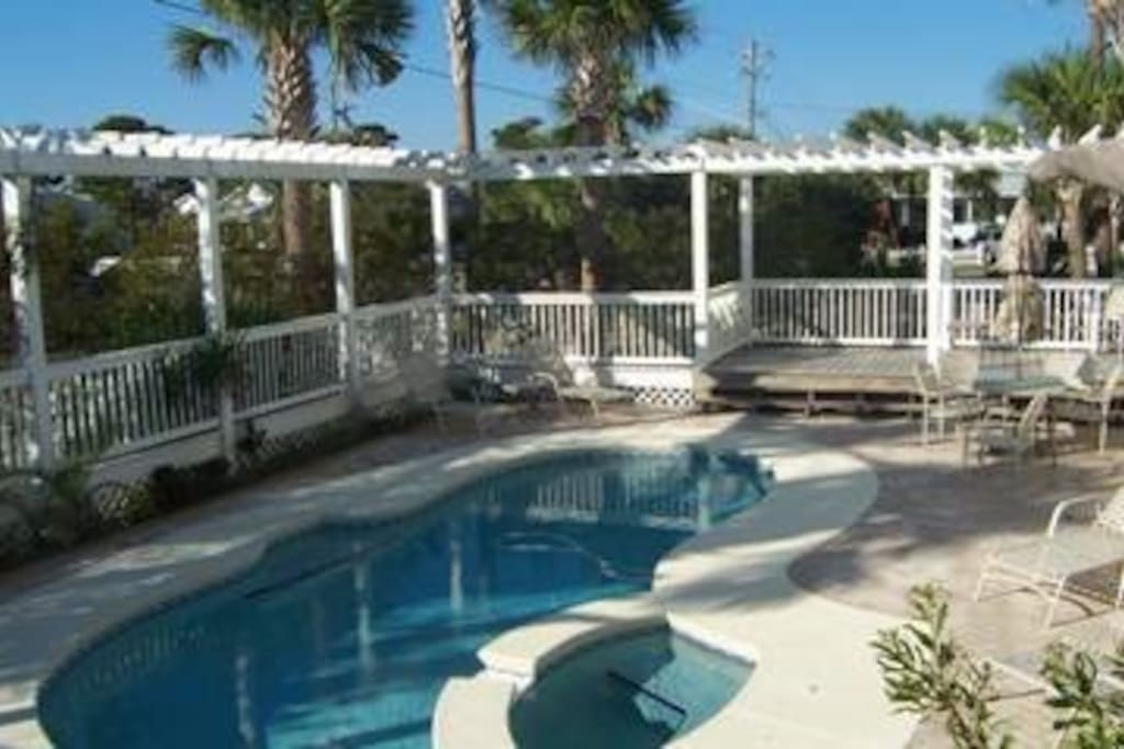 sunny pool patio