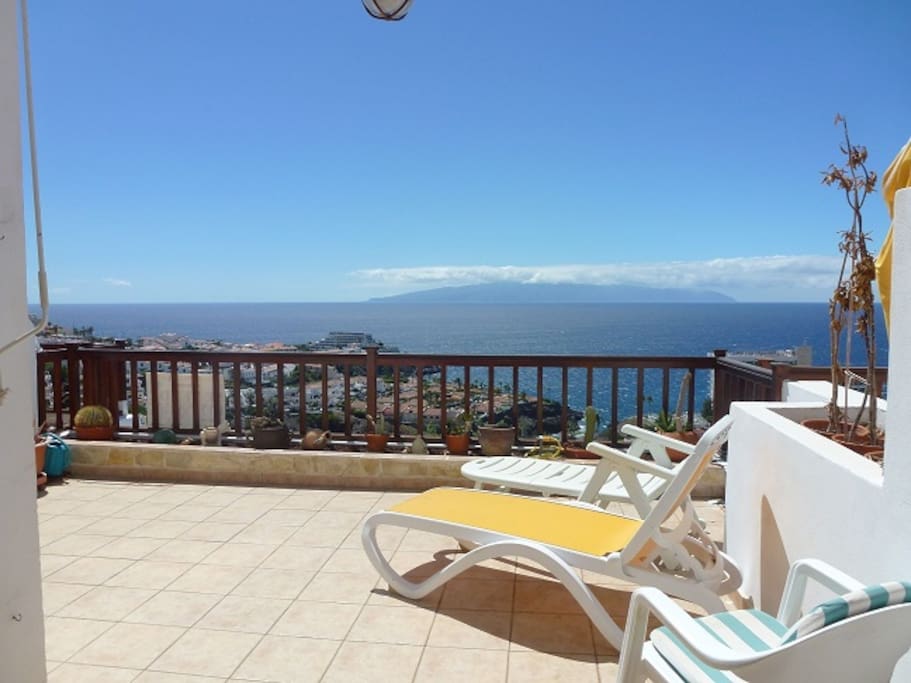 Private Terrace with sun beds and perfect views