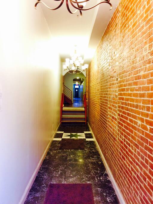 Building entrance -- your apartment is on the 1st floor