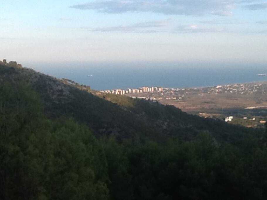 vue sur la plage depuis la terrasse