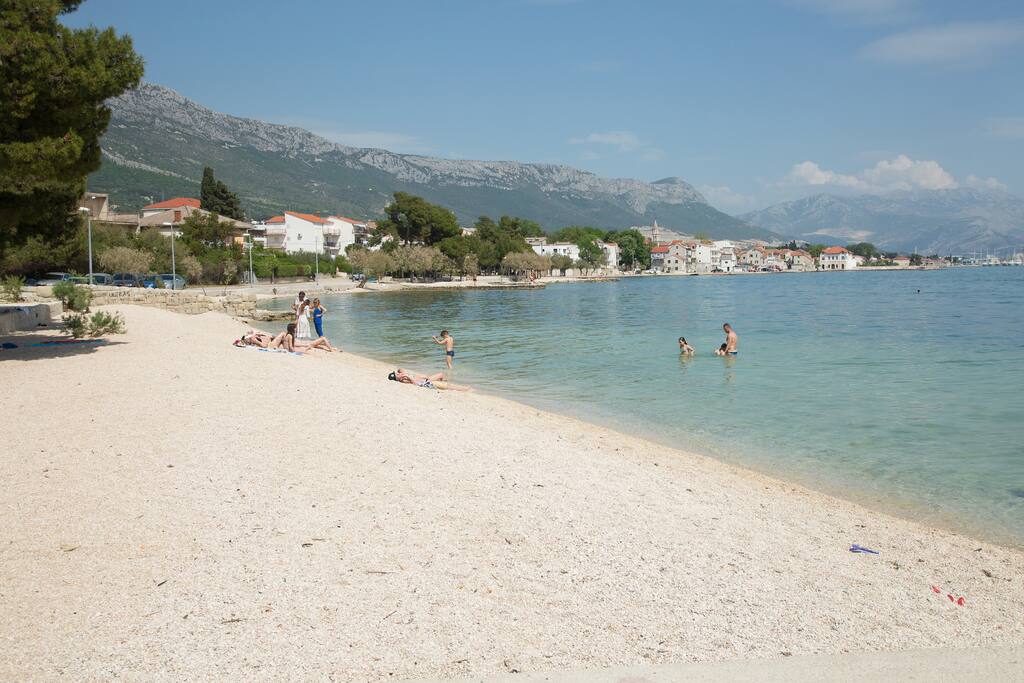 beach "Balley school" offer rent a pedal boat, trampolin for kids and natural shade from pine trees
