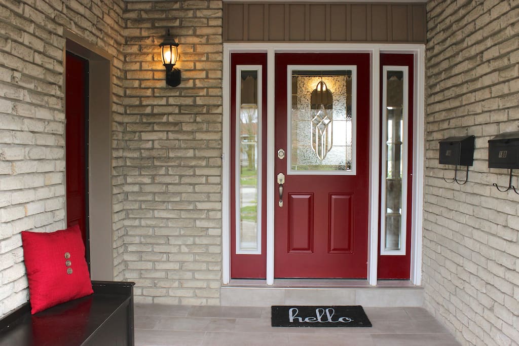 Covered porch entrance.