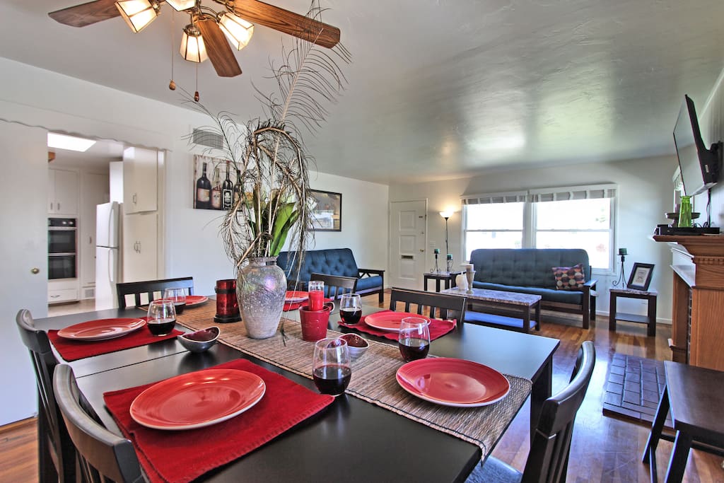 Dining and the couches covert into full size beds