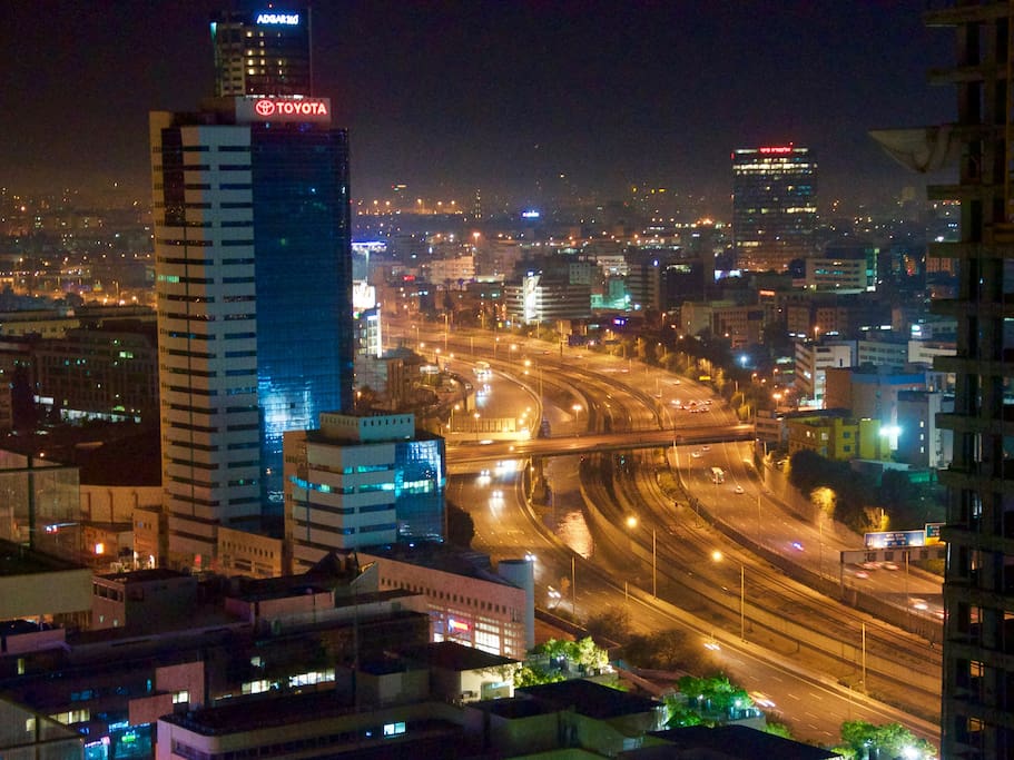 Balcony view at night