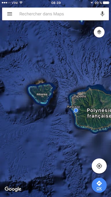 Situation sur Tahiti à 30 min de l'aéroport