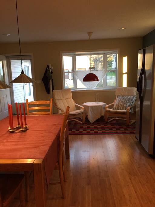 This is the seating area in the kitchen and back door entry.