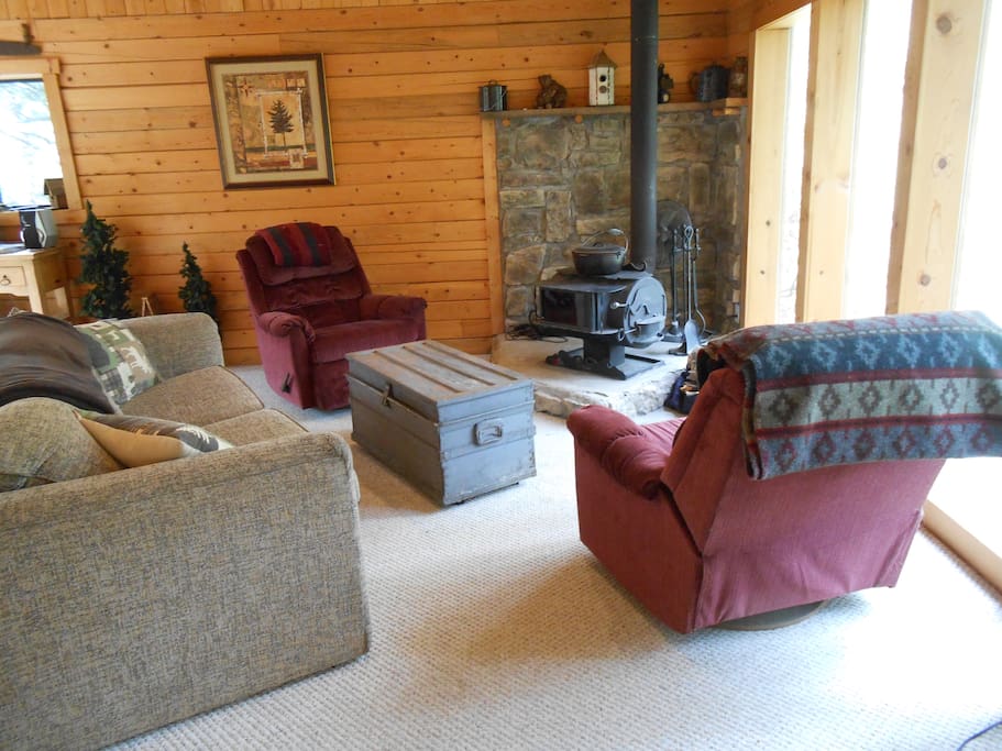 Living room with wood stove