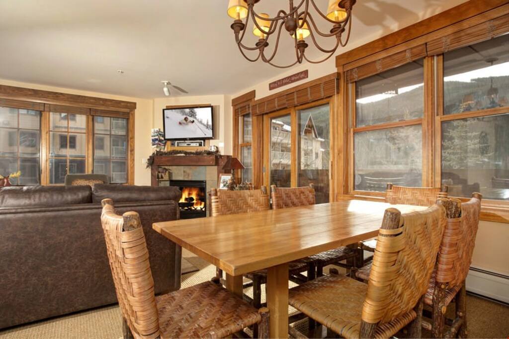 The dining table can seat 6 people