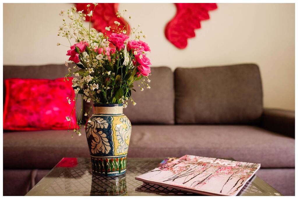 Mexican pink cozy living room