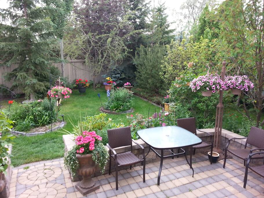 Backyard with a lot of flowers