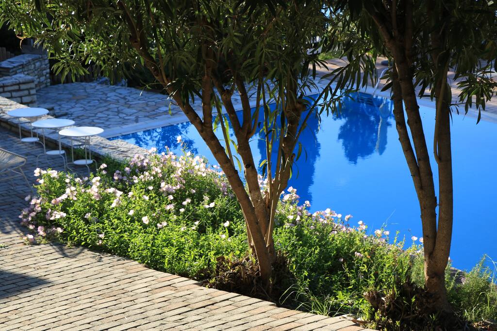 Myrto Homes swimming pool patio & honestly bar area .