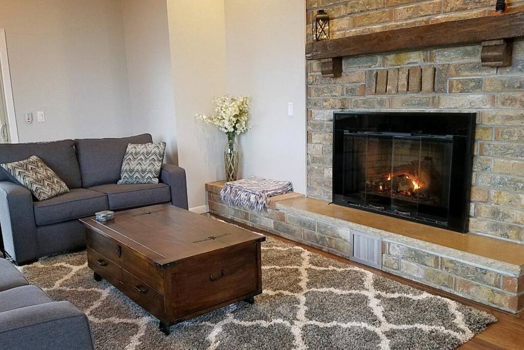 Snuggle up in front of a cozy fire! The living room has seating for plenty of your family and friends.