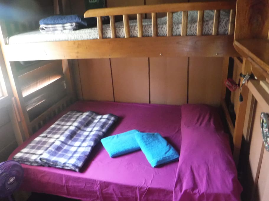 Room 2, double bed and single bed bunk-bed