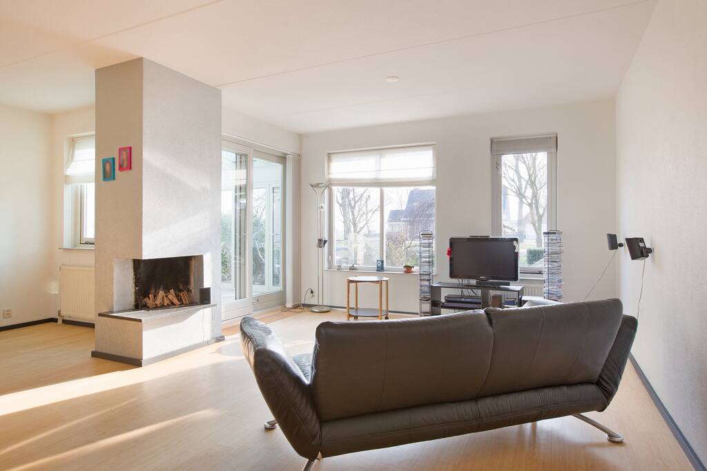 Living with fireplace