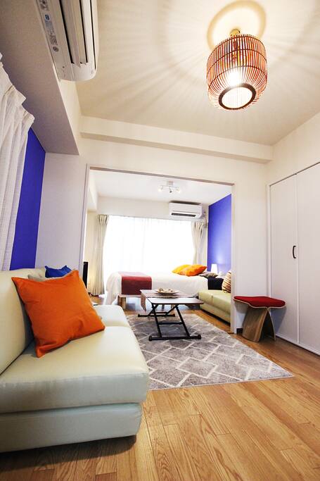 Living room and bed room.