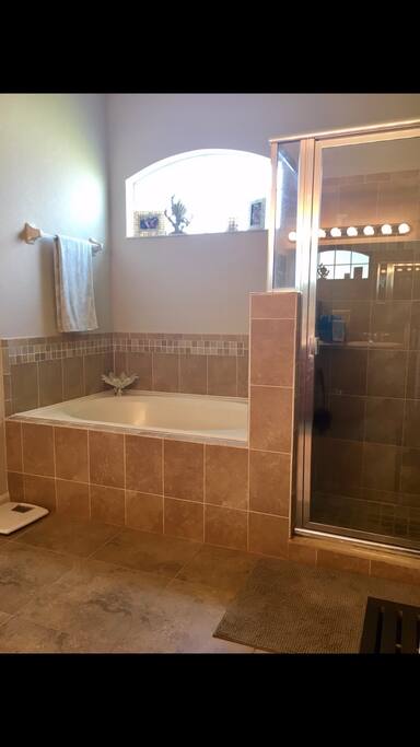 Garden Tub/Shower- soak inside after a dip in the pool or hot tub