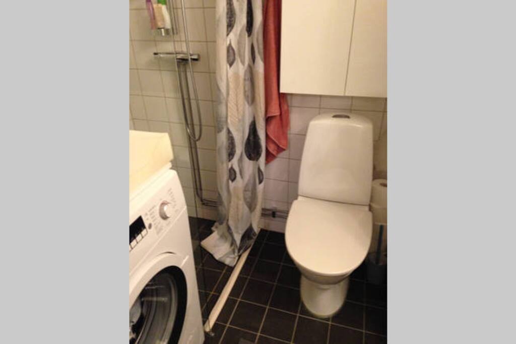 Shower and washing machine.