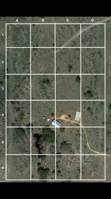 Arial of the 30 fenced in acres, house is same size as old full size basketball court in the arial photo