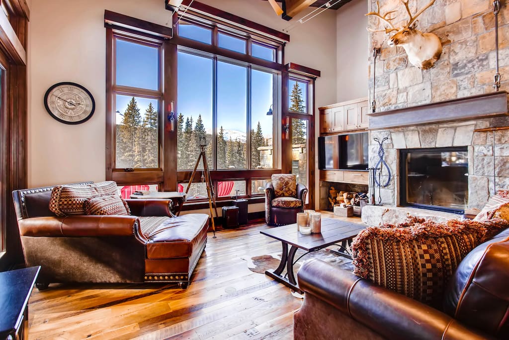 Enjoy views of Quandary Peak while you relax by the warm fire!