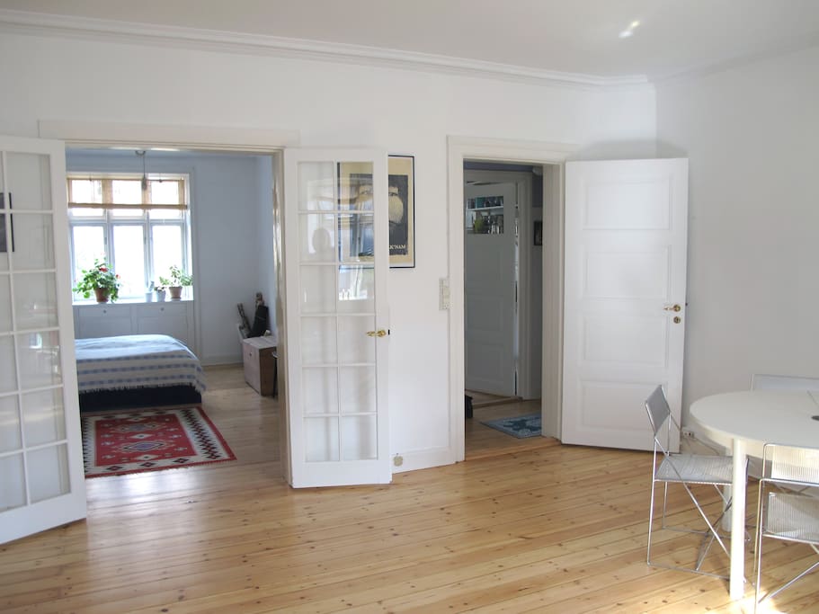 View from living room towards bedroom and hallway