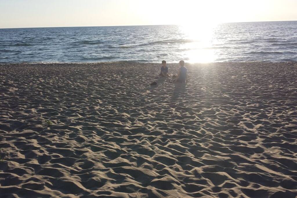 less than a mile walk is what we call the point. Sandy beaches and shallow waters