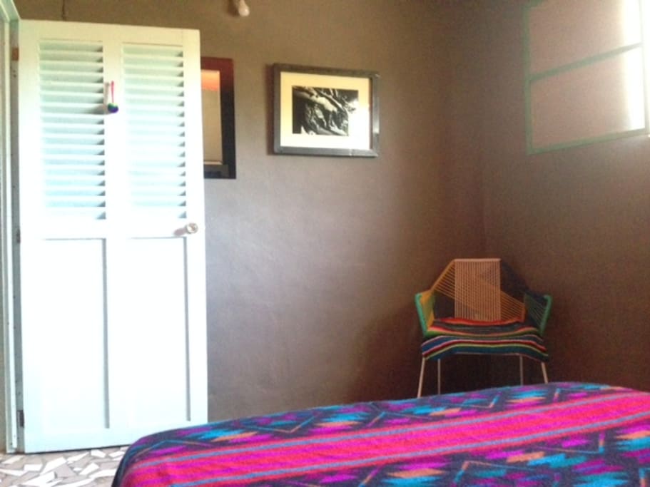 The bedroom has its own lock and key for added security.