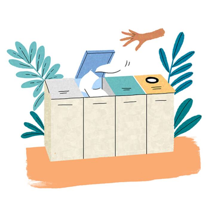 illustration of recycling bins