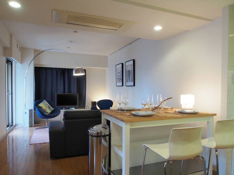 Beautifully designed living-dining room. Designers' furniture, all the comfort of a 5 stars accommodation.