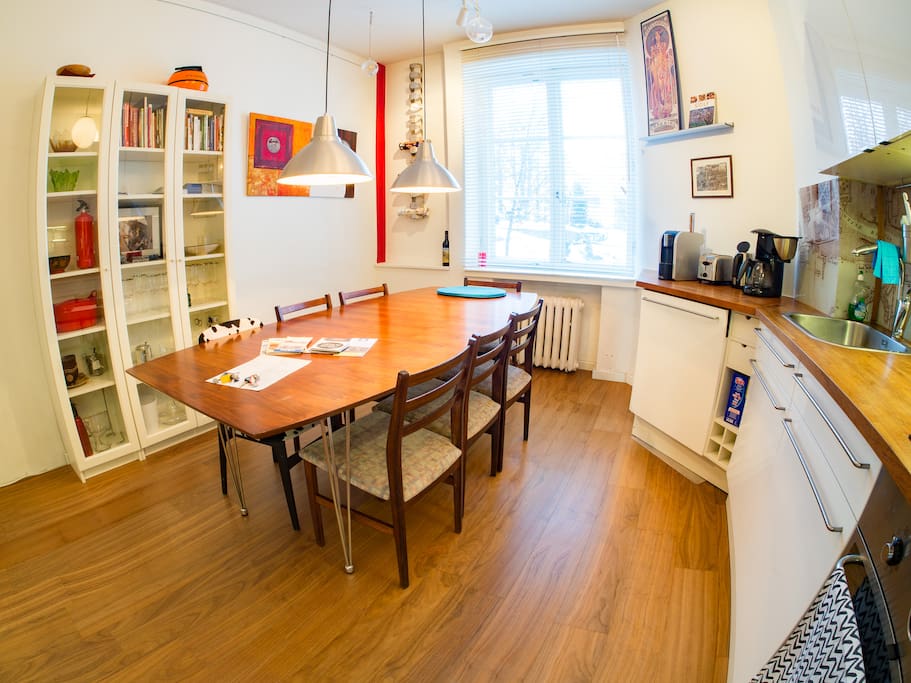 Kitchen with a big dining table