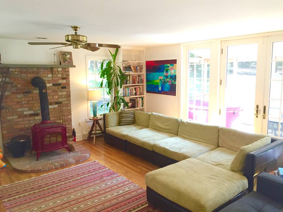 Sit by the fire or walk out the French doors to the Screened in porch with the hot tub.