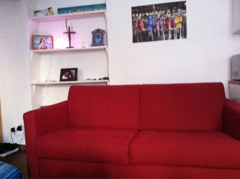 A double and comfortable sofabed.