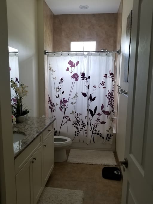 Bathroom not connected but right outside of bedroom door