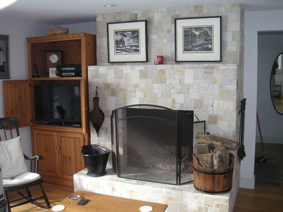 Beautiful fireplace, especially when it is lit!