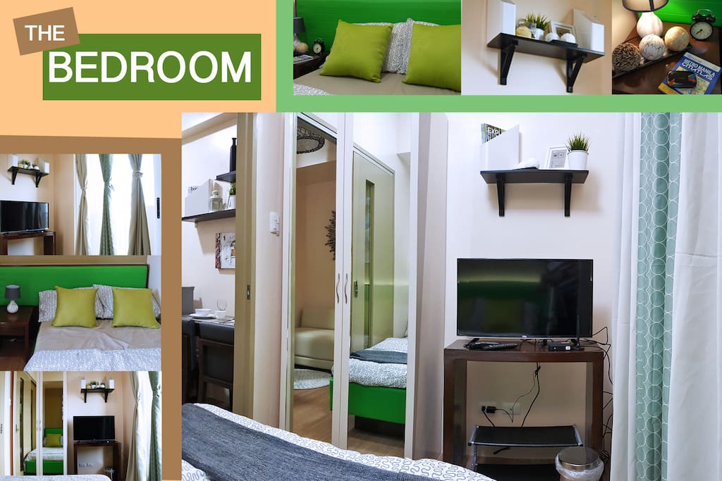 Bedroom has a wardrobe cabinet to keep your belongings and aTV with digital box for entertainment.