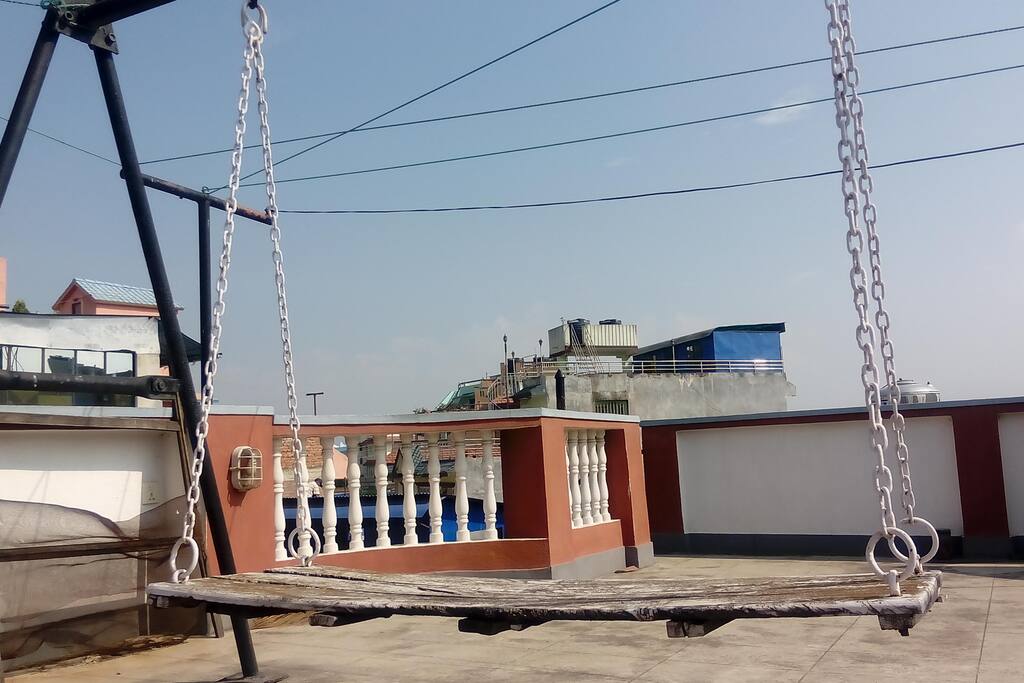 Terrace swing for gazing at the stars :)