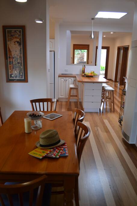 Dining through kitchen to guests area
